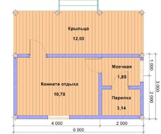 Одноэтажная баня с террасой 5х6
