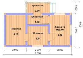 Баня с крыльцом из оцилиндрованного бревна 4х6
