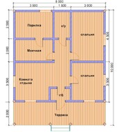 Одноэтажная каркасная баня 8х10