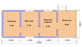 Баня из оцилиндрованного бревна 8х3